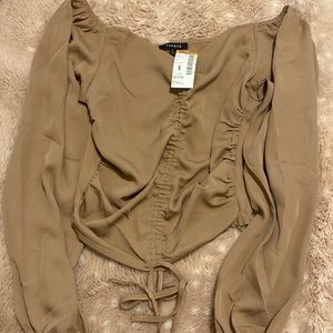 SIZE S Long Sleeve Super Cute Nude Blouse!